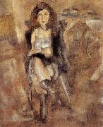 Jules Pascin Cloth put on the Female-s waist painting